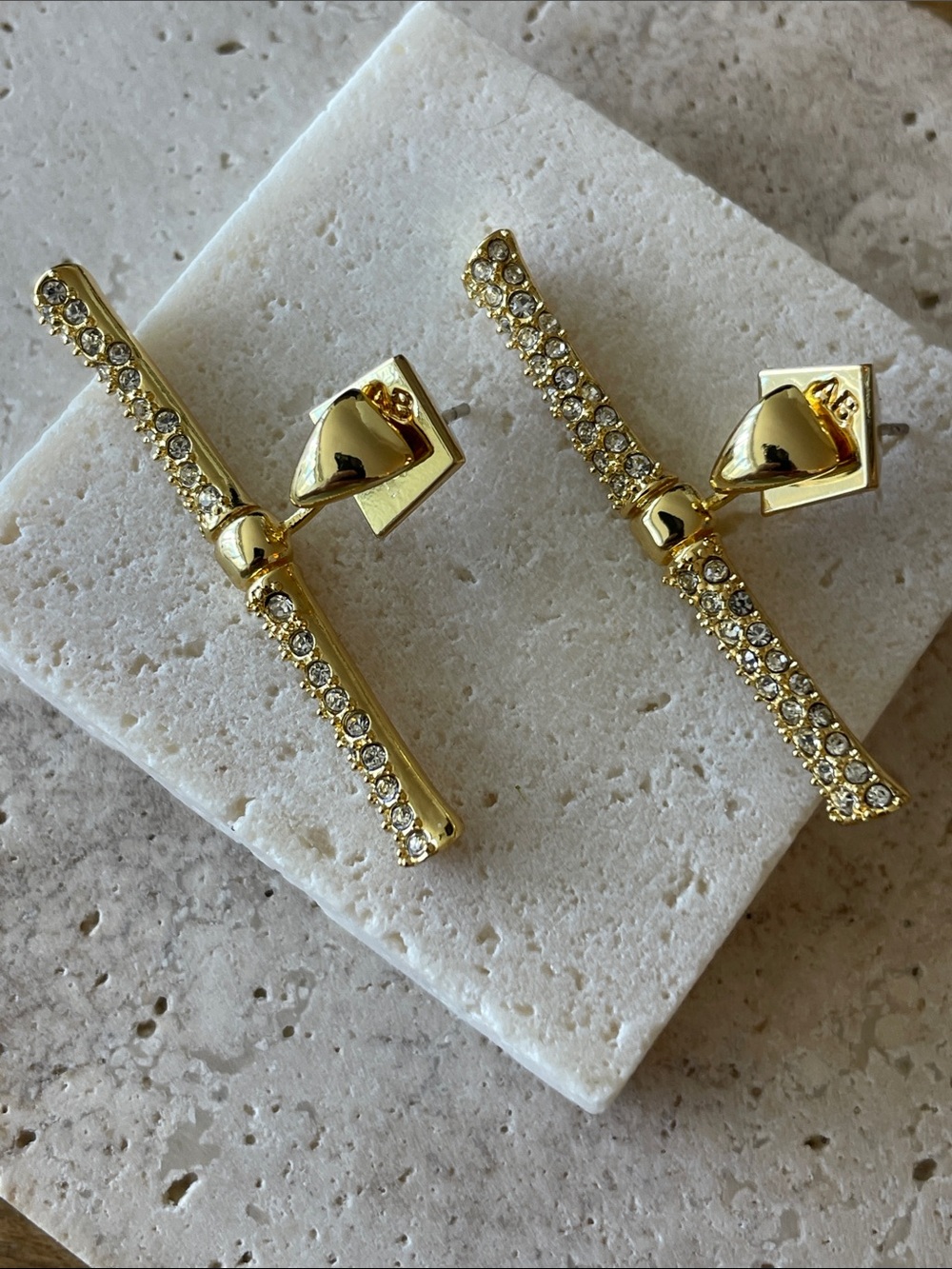 Alexis Bittar Gold Crystal Linear Drop Earrings